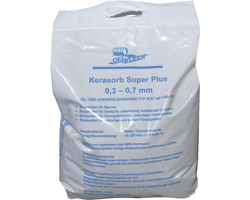 Öl- und Chemikalienbindemittel Kerasorb Super Plus Granulat 10 kg Sack Kerasorb Super Plus Öl- und Chemikalienbinder, 0,3 bis 0,7 mm