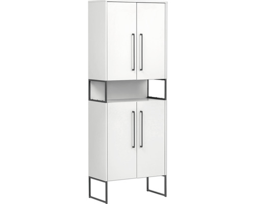 Hochschrank Möbelpartner Limone BxHxT 65,2 x 183,4 cm x 33,1 cm Frontfarbe weiß Hoher weißer Schrank mit mehreren Türen und Ablagefach