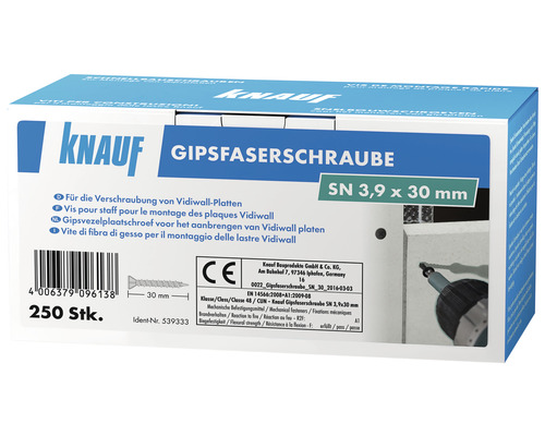 Knauf Gipsfaserschrauben SN 3,9 mm x 30 mm Pack = 250 St Knauf Gipsfaserschrauben, 3,9 x 30 mm, 250 Stück Packung