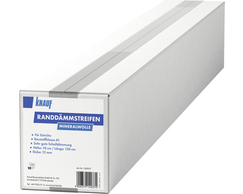 Knauf Randdämmstreifen Mineralwolle für Estriche 1200 x 100 mm Pack = 10 Stk