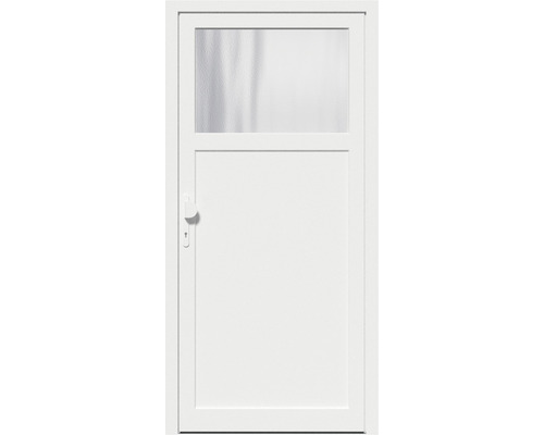 Nebeneingangstür A02 1000 x 2000 mm DIN Links weiß/weiß mit Glas Ornament 504 inkl. Griff-Set, Profilzylinder