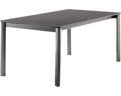 Gartentisch Sieger Vivodur ausziehbar 3980-55 165 x 95 cm Gestell aus Aluminium in eisengrau, Gartentischplatte aus vivodur® in Schieferdekor anthrazit Rechteckiger Gartentisch mit Metallgestell und Tischplatte