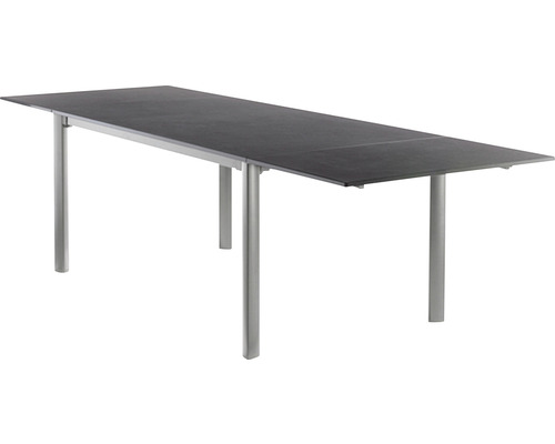 Gartentisch Sieger Vivodur ausziehbar 3985-50 165 x 95 cm Gestell aus Aluminium in graphit, Gartentischplatte aus vivodur® in Schieferdekor anthrazit Ausziehbarer Gartentisch mit Aluminiumgestell und Tischplatte