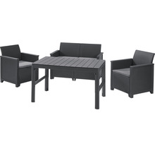 Gartenmöbelset mit Tisch, Sofa und zwei Sesseln