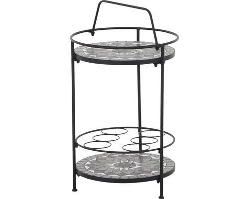 Beistelltischset Gardamo Como Gestell aus Stahl in matt schwarz, Gartentischplatte aus Keramik in dunkelgrau Beistelltischset Gardamo Como Gestell aus Stahl in matt schwarz, Gartentischplatte aus Keramik in dunkelgrau