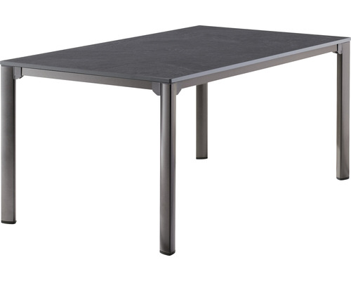 Gartentisch Sieger Vivodur 3780-55 165 x 95 cm Gestell aus Aluminium in eisengrau, Gartentischplatte aus vivodur® in Schieferdekor anthrazit Rechteckiger Esstisch mit Tischplatte und Metallbeinen