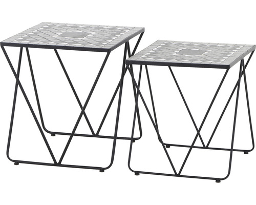 Beistelltischset Gardamo Set Como II, 2-teilig Gestell aus Stahl in matt schwarz, Gartentischplatte aus Keramik in dunkelgrau Beistelltischset Gardamo Set Como II, 2-teilig Gestell aus Stahl in matt schwarz, Gartentischplatte aus Keramik in dunkelgrau