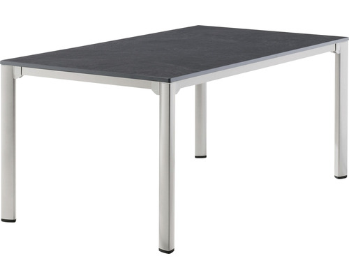 Gartentisch Sieger Vivodur 3780-50 165 x 95 cm Gestell aus Aluminium in graphit, Gartentischplatte aus vivodur® in Schieferdekor anthrazit Rechteckiger Gartentisch mit Tischplatte und Metallbeinen