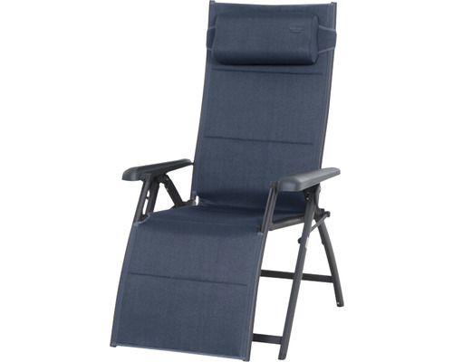 Campingstuhl Siena Garden Relax + Premium blau Alu/ 2D Mesh Verstellbarer Relaxsessel mit Kopfpolster