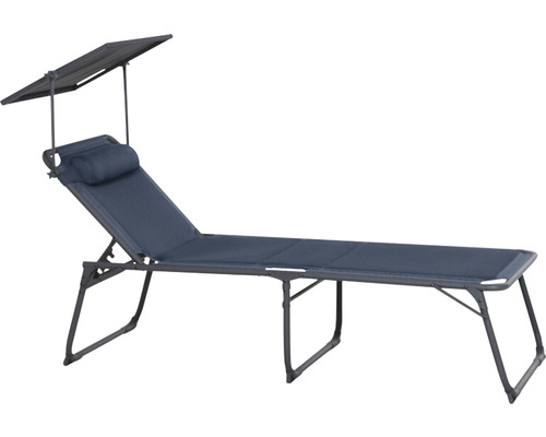 Alu-Campingliege Siena Garden Premium blau Alu / 2D Mesh Sonnenliege mit Sonnendach für den Außenbereich