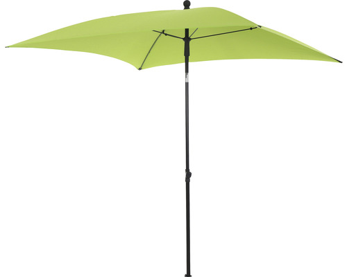Quadratischer Sonnenschirm mit mittigem Mast für den Außenbereich.