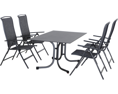 Gartenmöbelset Siena Garden Livorno 4 -Sitzer bestehend aus: 4x Stühle, Tisch 160 x 90 cm Stahl anthrazit klappbar