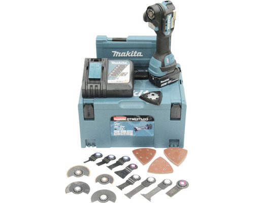 Akku-Multitool Makita 18V DTM52T1JX2 inkl. Akku (5,0Ah), Ladegerät, Zubehörbox und MAKPAC Systemkoffer