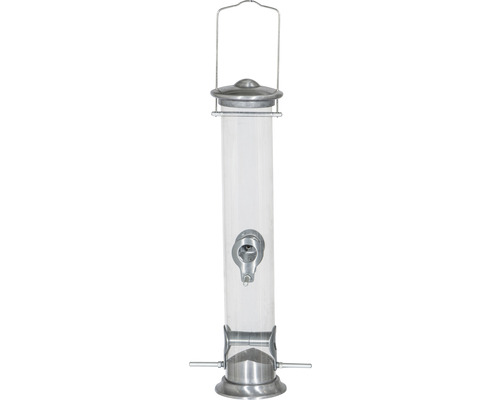 Vogelfuttersäule Siena Garden Aluminium Line 39 x 16 x 9 cm Vogelfutterspender mit transparentem Behälter und Aufhängevorrichtung