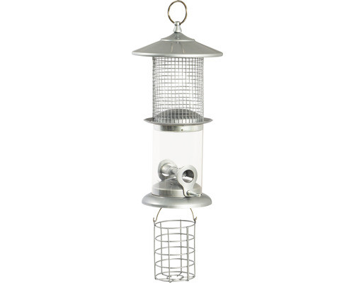 Futtersäule Siena Garden Dreierlei Steel 21 x 16 x 24,5 cm Vogelhaus mit Futterspeicher und Meisenknödelhalterung