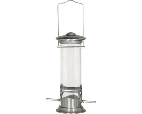 Vogelfuttersäule Siena Garden Aluminium Line 9 x 16 x 24 cm Vogelfutterspender mit transparentem Behälter und Metallaufhängung