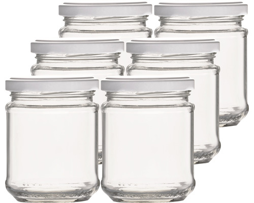 Einmachglas, Konservenglas mit weißem Verschluss 212 ml 6 Stk inkl. Twist Off Deckel