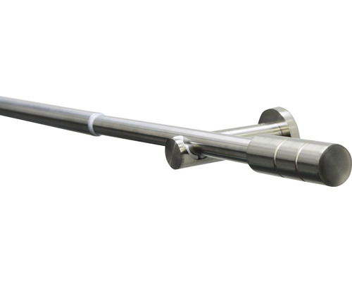 Gardinenstangen Set ausziehbar Kreta edelstahl-optik 190-340 cm Ø 16/19 mm