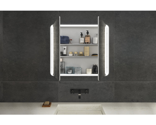 Spiegelschrank Focco Mia 80 x 115 x 70 cm grau matt LED IP | HORNBACH