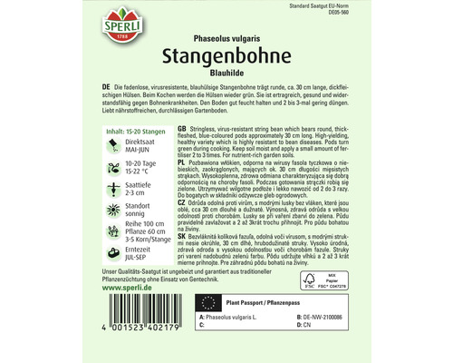 Sperli Stangenbohne Blauhilde Samenpackung