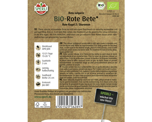 Sperli Bio Rote Bete Rote Kugel 2/Sturoman Saatband