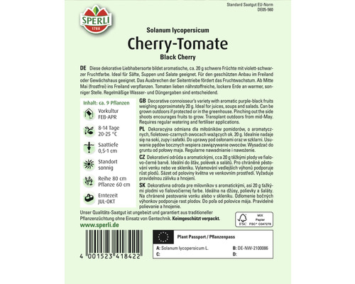 Sperli Cherry Tomato Black Cherry seed packet