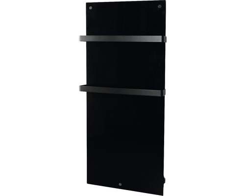 Infrarotheizung EUROM Sani 800 55 x 115 cm schwarz 800 W mit Wi-Fi und 2 Handtuchhalter Schwarzer Handtuchwärmer mit zwei Handtuchhaltern