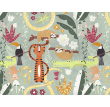 Illustration eines Dschungelmusters mit Tieren und Pflanzen