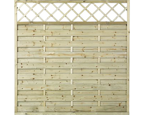 Hauptelement PLUS Bergen mit Rankgitter 180 x 180 cm kesseldruckimprägniert Holzzaun mit horizontalen Brettern und Gittereinsatz