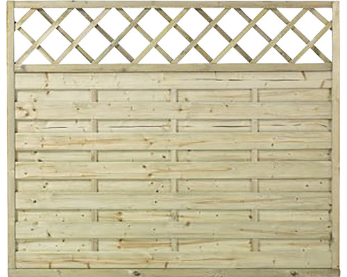 Hauptelement PLUS Bergen mit Rankgitter 180 x 150 cm kesseldruckimprägniert Holzzaun mit horizontalen Brettern und Rankgitter