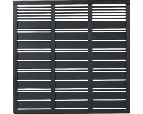 Hauptelement PLUS Silence 176 x 170 cm RAL 9005 schwarz Sichtschutzzaun aus Aluminium mit horizontalen Lamellen