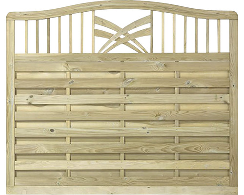 Hauptelement PLUS Rondo 180 x 142/150 cm kesseldruckimprägniert Holzzaun-Element mit Oberbogen und geflochtenem Design