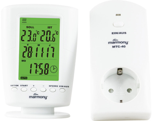 Marmony MTC-40 programmierbarer Thermostat mit Digitalanzeige und Steckdose
