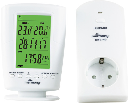 Marmony MTC-40 Funk-Thermostat mit LCD-Anzeige und Netzstecker
