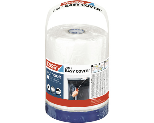 tesa Easy Cover Outdoor L Nachfüllpack blau 140 mm x 20 m Tesa Easy Cover 2-in-1 Abdeckfolie für Außenbereiche, 20 Meter mal 1,40 Meter