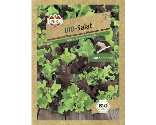 Bio Pflücksalat Babyleaf Mischung Sperli Bio Salatsamen 3 m Saatband 2 Sorten Blattsalat