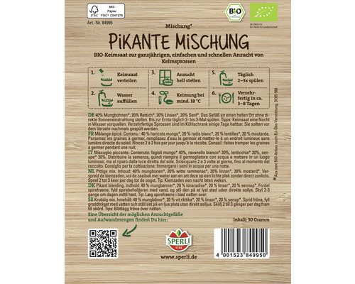 Sperli Pikante Mischung Keimsaatpackung für Keimsprossen