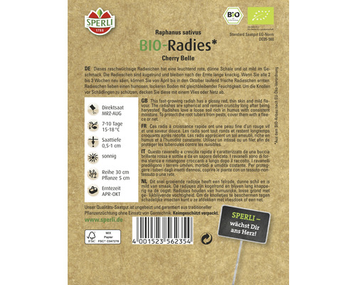 Bio Radieschen Cherry Belle Saatgutpackung