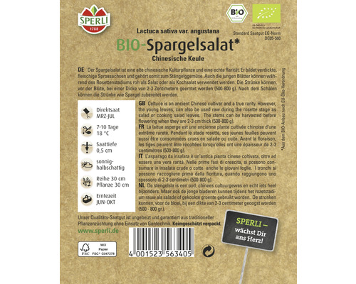 Samenpackung für Bio Spargelsalat Chinesische Keule