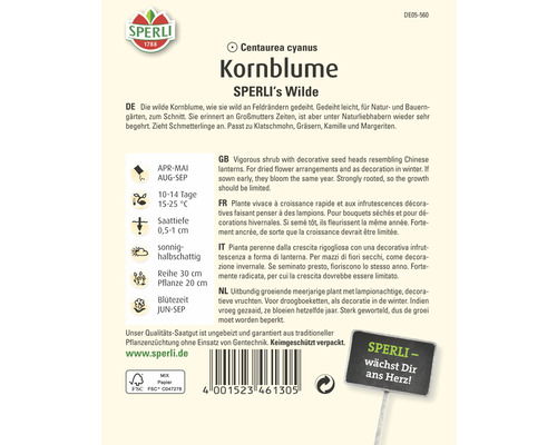 Samenpackung Kornblume Sperli''s Wilde