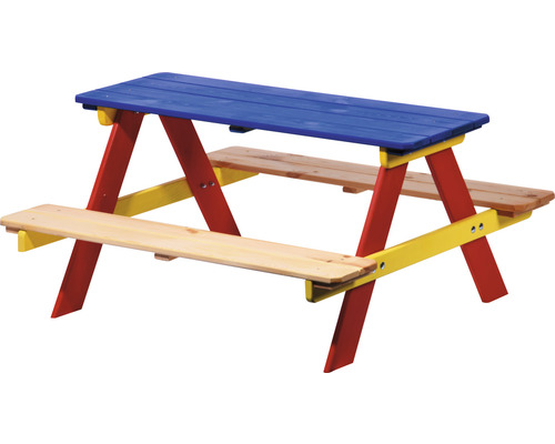 Kindersitzgruppe aus Holz mit Tisch und Bänken für den Garten