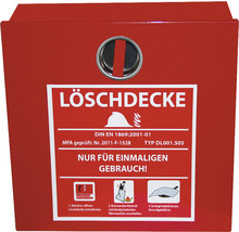 Feuerlöschdecke zur einmaligen Verwendung in roter Box