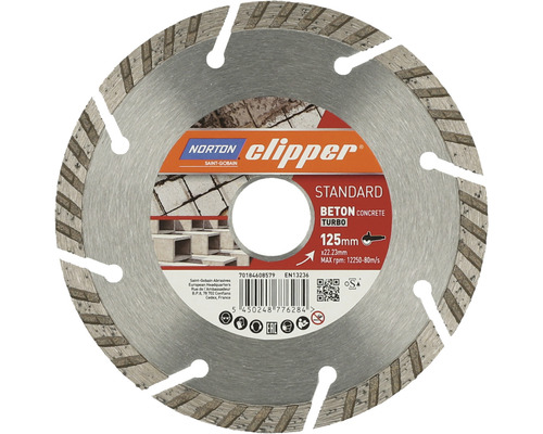 Norton Clipper Diamantscheibe Standard Beton Turbo Ø 125x22,23 mm Norton Clipper Diamanttrennscheibe, 125 mm, Beton