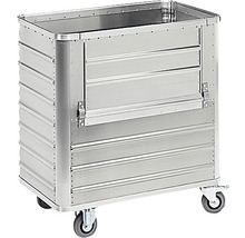 Transportwagen TW 360-B ohne Deckel mit abklappbarer Längswand Aluminium 360 l Tragkraft 250 kg