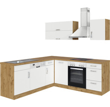 Held Möbel Winkelküche mit Geräten Sorrento 210 cm Frontfarbe weiß matt Korpusfarbe eiche zerlegt-thumb-5