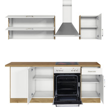 Held Möbel Winkelküche mit Geräten Sorrento 210 cm Frontfarbe weiß matt Korpusfarbe eiche zerlegt-thumb-6