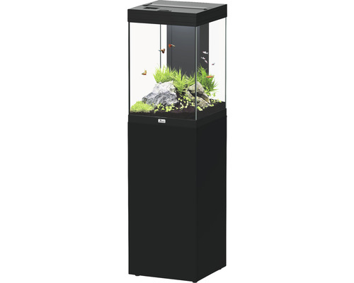 Aquariumkombination aquatlantis Aqua Tower 96 l, inklusive EASY LED 2.0 Beleuchtung, Innenfiltersystem, Heizer und Unterschrank schwarz