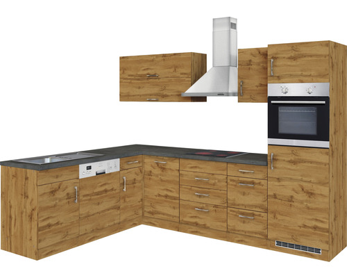 Komplette Küche mit Spüle, Geschirrspüler, Kochfeld, Backofen und Dunstabzugshaube