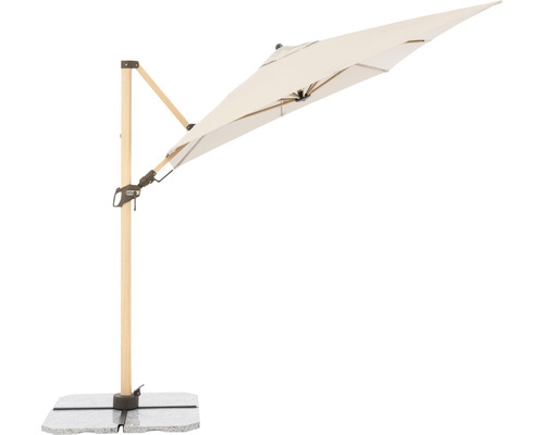 Freiarm-Sonnenschirm mit Holzständer und Granitfuß