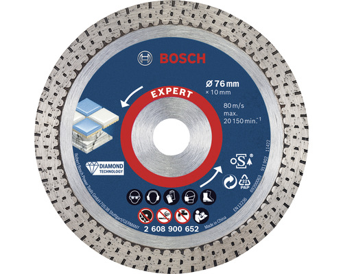 Bosch Professional Diamanttrennscheibe Expert HardCeramic Ø 76x10 mm für GWS12V Bosch Expert Diamanttrennscheibe mit 76 Millimeter Durchmesser